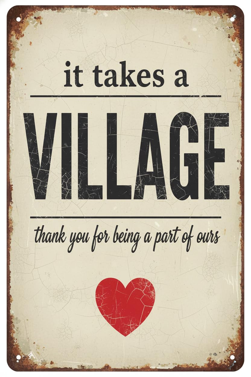 It Takes A Village Thank You Wood Plaque Desk Sign, 8x12 Inch