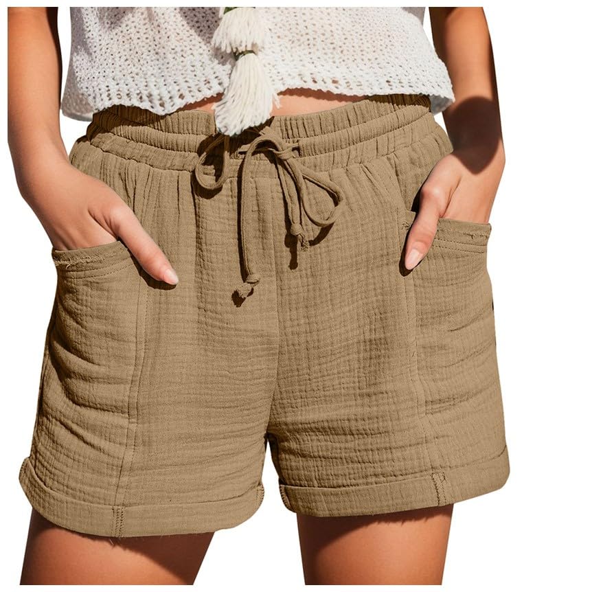 Pantalón corto de deporte para mujer ligero y transpirable con cordón ajustable y bolsillos