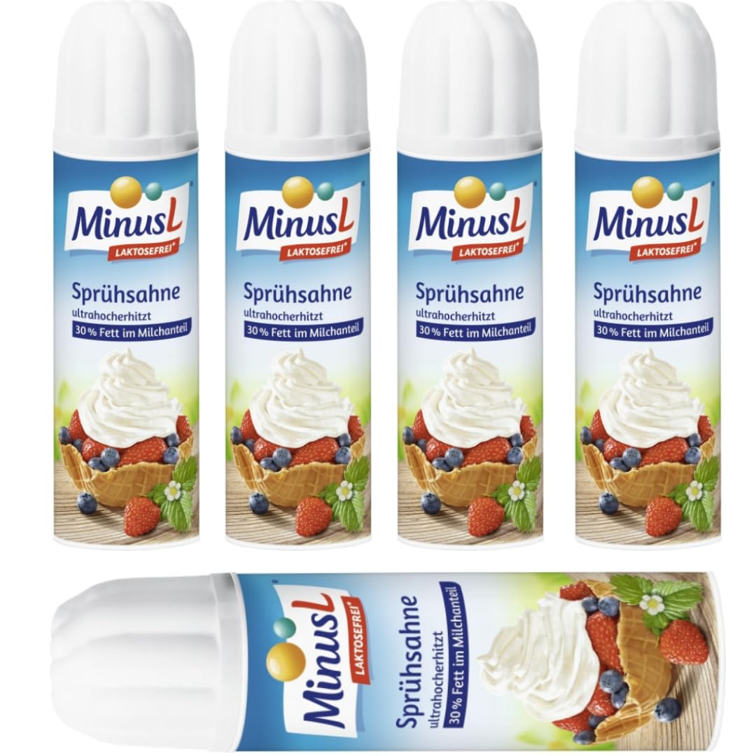 Minus-L Sprühsahne Cremig Sahne zum Kochen 30% Fett 250 gramm x 5 STÜCK mit Pufai Grocery