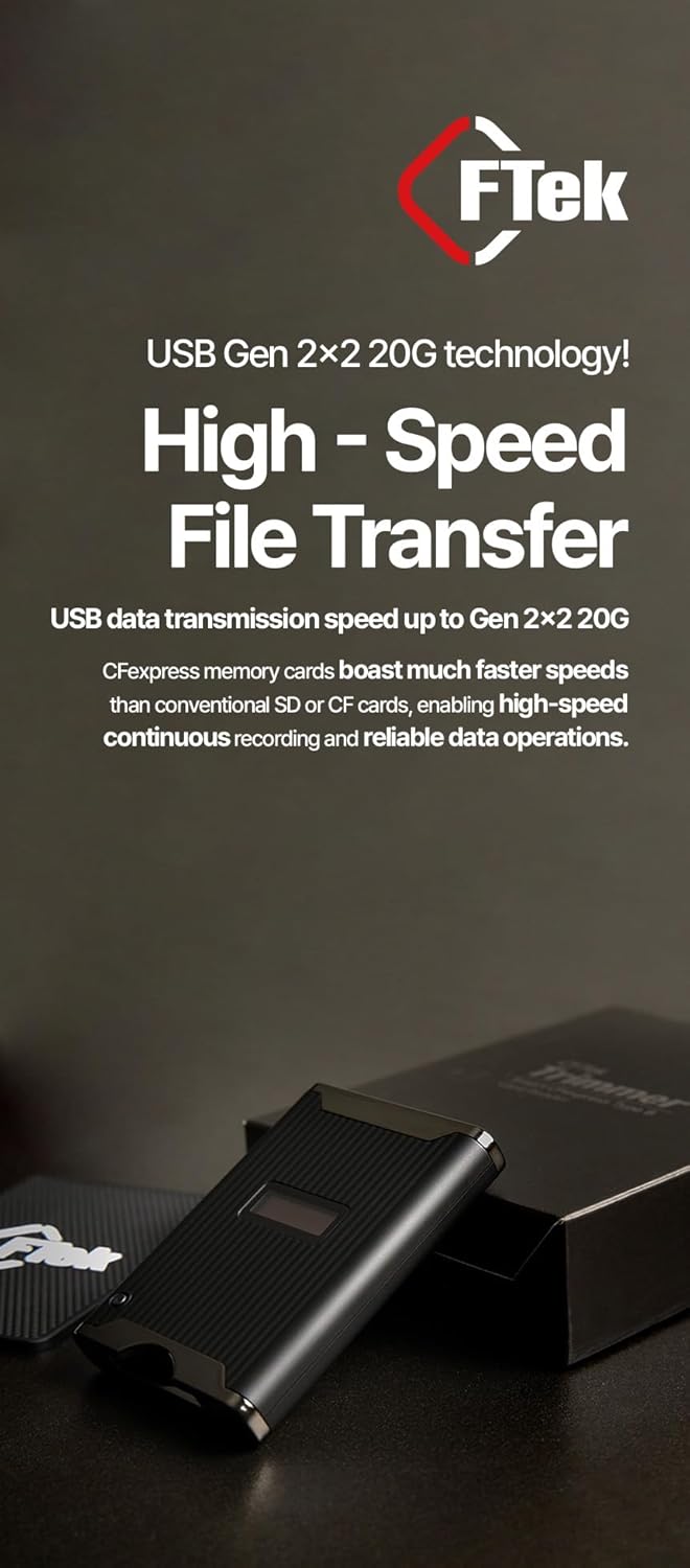 CFTek CFexpress Type B Card Reader with Temp & Health Monitor | High-Speed 20Gbps Data Transfer | Data Restore Tool for Professional Photographers & Videographers