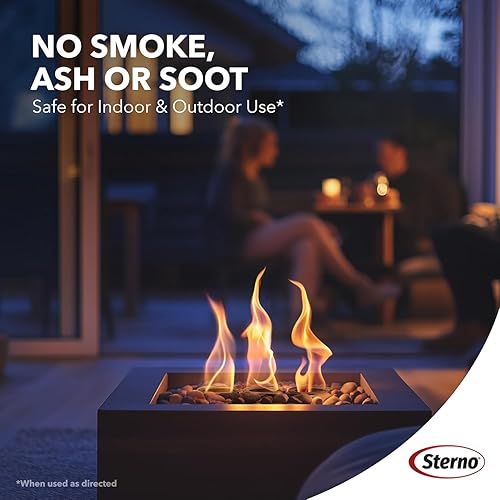 Miniatura 4 de Sterno Paquete de 12 combustibles de gel Firepit  3 horas de tiempo de combustión, sonidos realistas de madera crujientes  sin humo e inodoro, sin