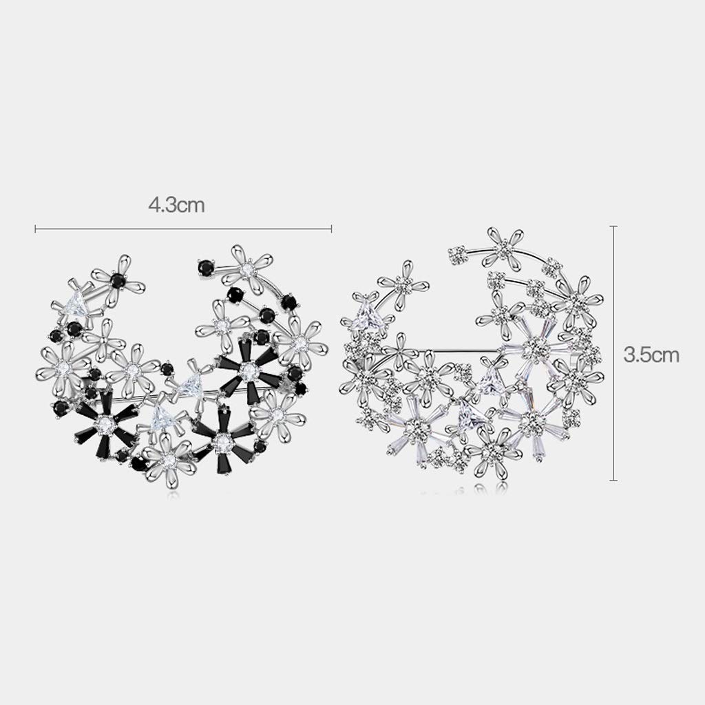 Broche Broche de estilo elegante a la moda, broches de flores con diamantes de imitación de plata galvanizada, camisa for mujer, traje, chaleco, hebilla de seguridad Broches para Ropa ( Color : Silver