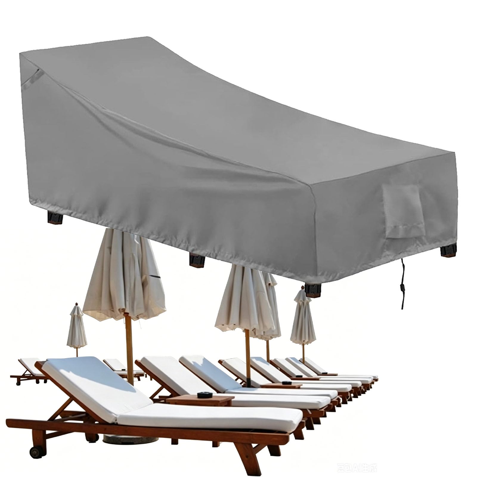 XUHCLY Tear-Resistant Oxford Protective Garden Sunbed Cover,Garden Lounger Cover,Rattan Outdoor Sun Lounger Cover Waterproof Windproof UV Protection Covers(Size:420D-210x75x80x40cm,Color:Gray)