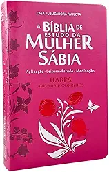 Bíblia da mulher sábia com harpa - tulipa pink