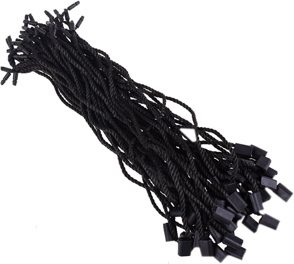 Lesirit 7" Black Hang Tag Fasteners String Snap Lock Pin Loop Fastener Hook Ties,100 Pack (A)