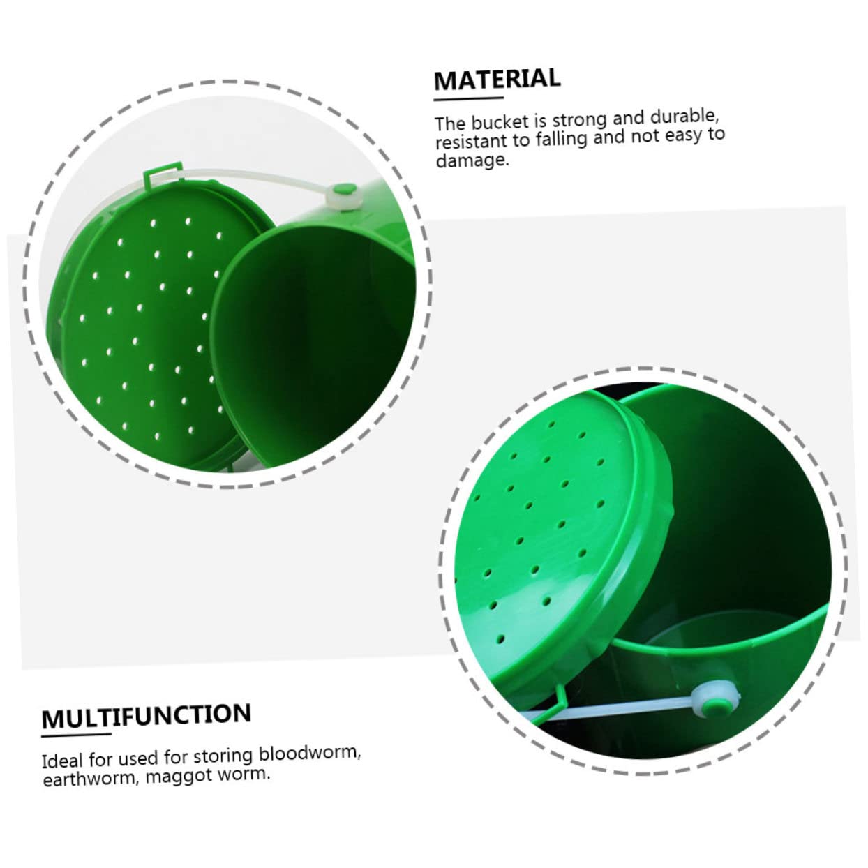 POPETPOP Secchio Leggero Plastica Verde 2 Pezzi Esche da Pesca Resistente agli Urti Contenitore Vermi Vivi