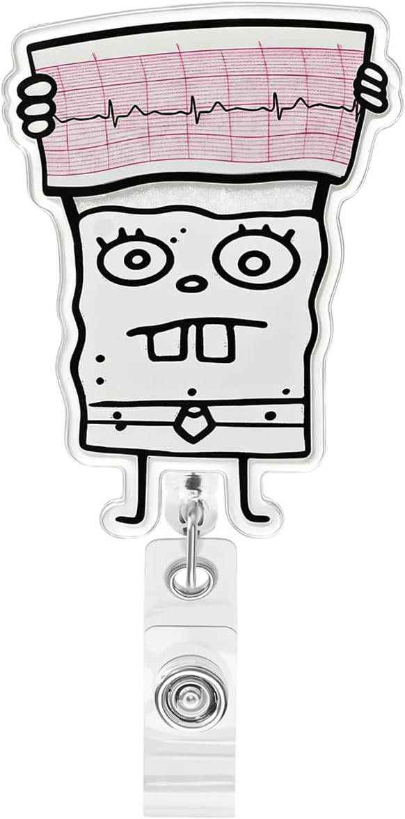 Funny DoodleBob Badge Reel for Office Gifts for Doctor Nurse