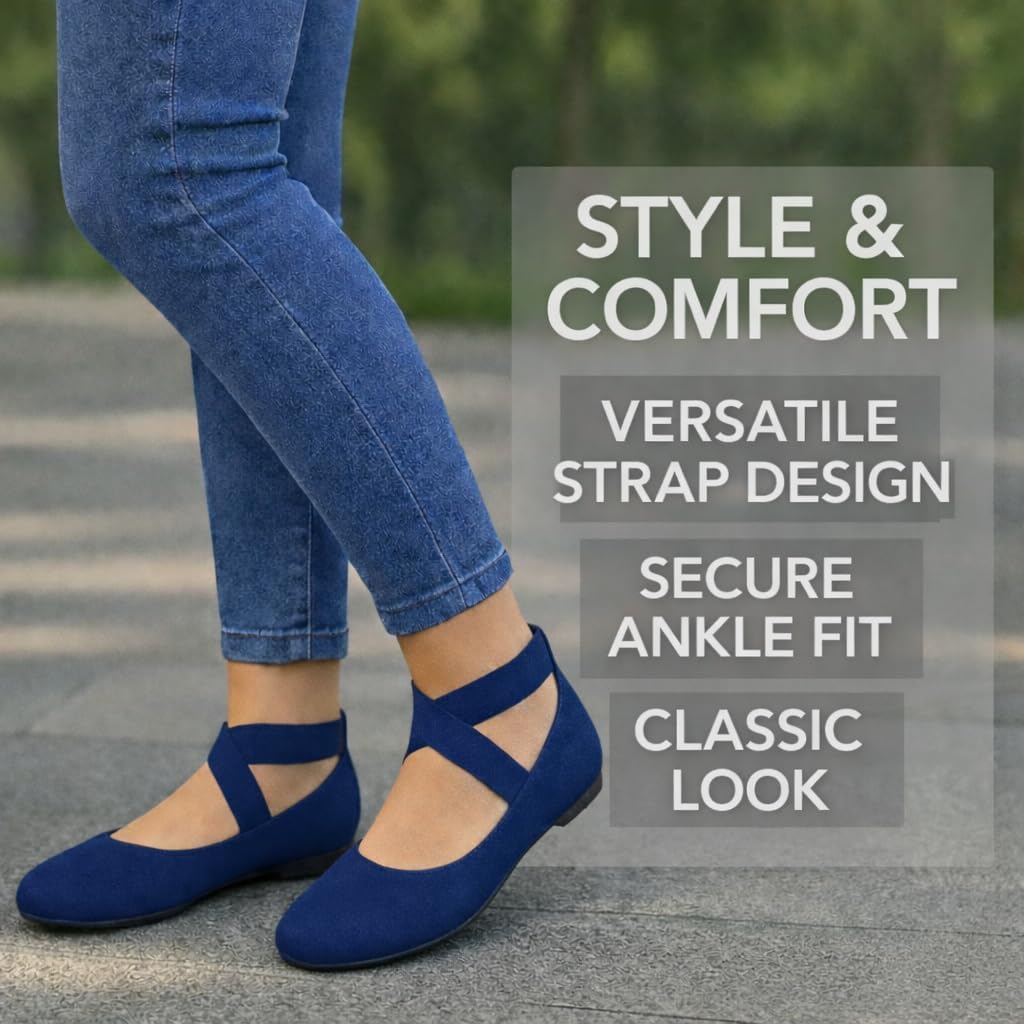 Women's Comfortable Ballet Flats with Strap, Ballerina Flats with Elastic Ankle Straps for Women Renaissance Shoes Women Flat Ballerina Shoes - Image 5
