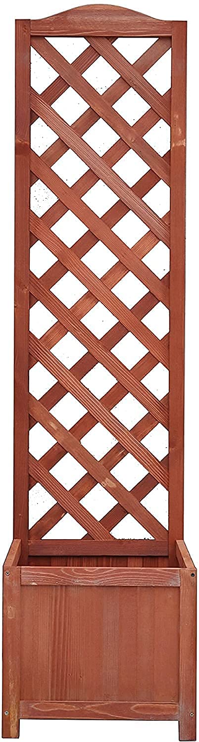 tradefirst Rectangular Wooden Planters With Trellis Panels 【|】 Garden Planters Outdoor Patio Flower【|】 Wooden Planters For Outdoor (160cm x 40cm x 40cm)