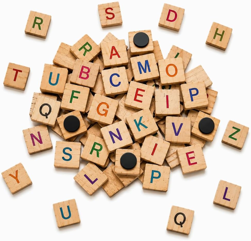 200PC Pastel Wood Wooden Letter Magnet Set Magnetic Alphabet Fridge Refrigerator Board Magnets Tiles Wall Decor Alphabetical Letter Sets Home Office Scrapbook Decorative Accessories Gifts for Adults image 5
