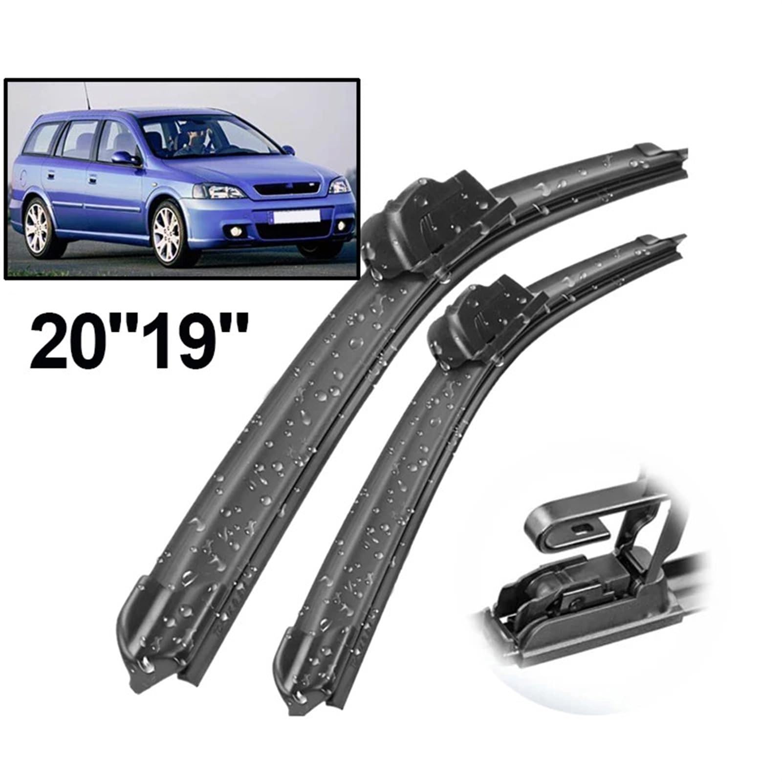 Limpiaparabrisas De Coche Compatible con Opel para Astra G 1998 1999 2000 2001-2005 Limpiaparabrisas LHD Escobillas Limpiaparabrisas Delanteras Ventana Coche Cepillos Antilluvia 20"+19"