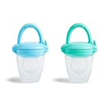 Silicone Baby Food Feeder for Solids and Purees, Great for Self-Feeding and Baby Led Weaning, 2 Pack, Blue/Mint