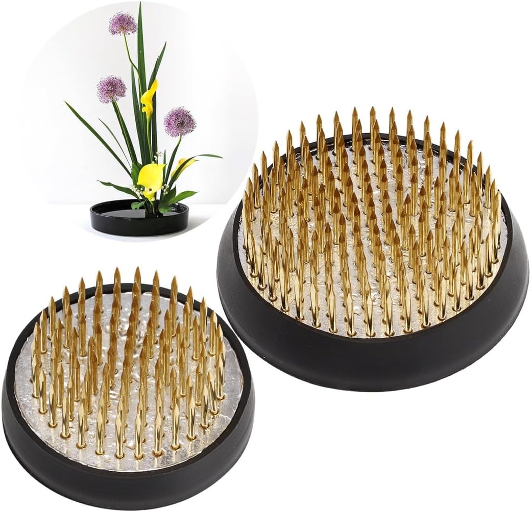 Flower Frog Pin Holders For Floral Art, Set Of 2 Japanese Style Arranging Tools, 1.57’’ And 2.36’’ Sizes, For Vase Flower Fixation And Decoration (Vase Not Included)