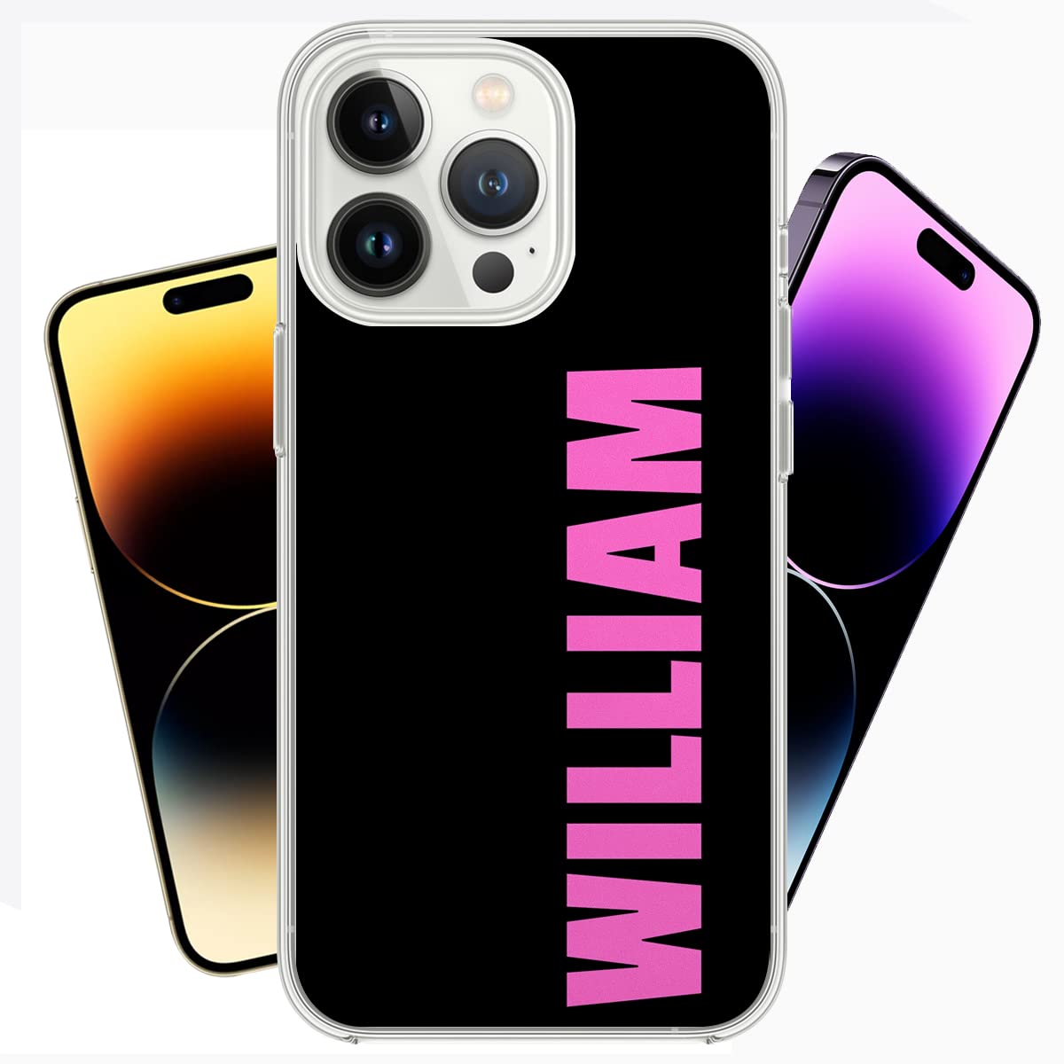 Somlatic Custom Name Phone Case Personalized Text Phone Cases Protective Covers for Men Women Boys Girls Compatible with Series 17 16 15 14 13 12 11