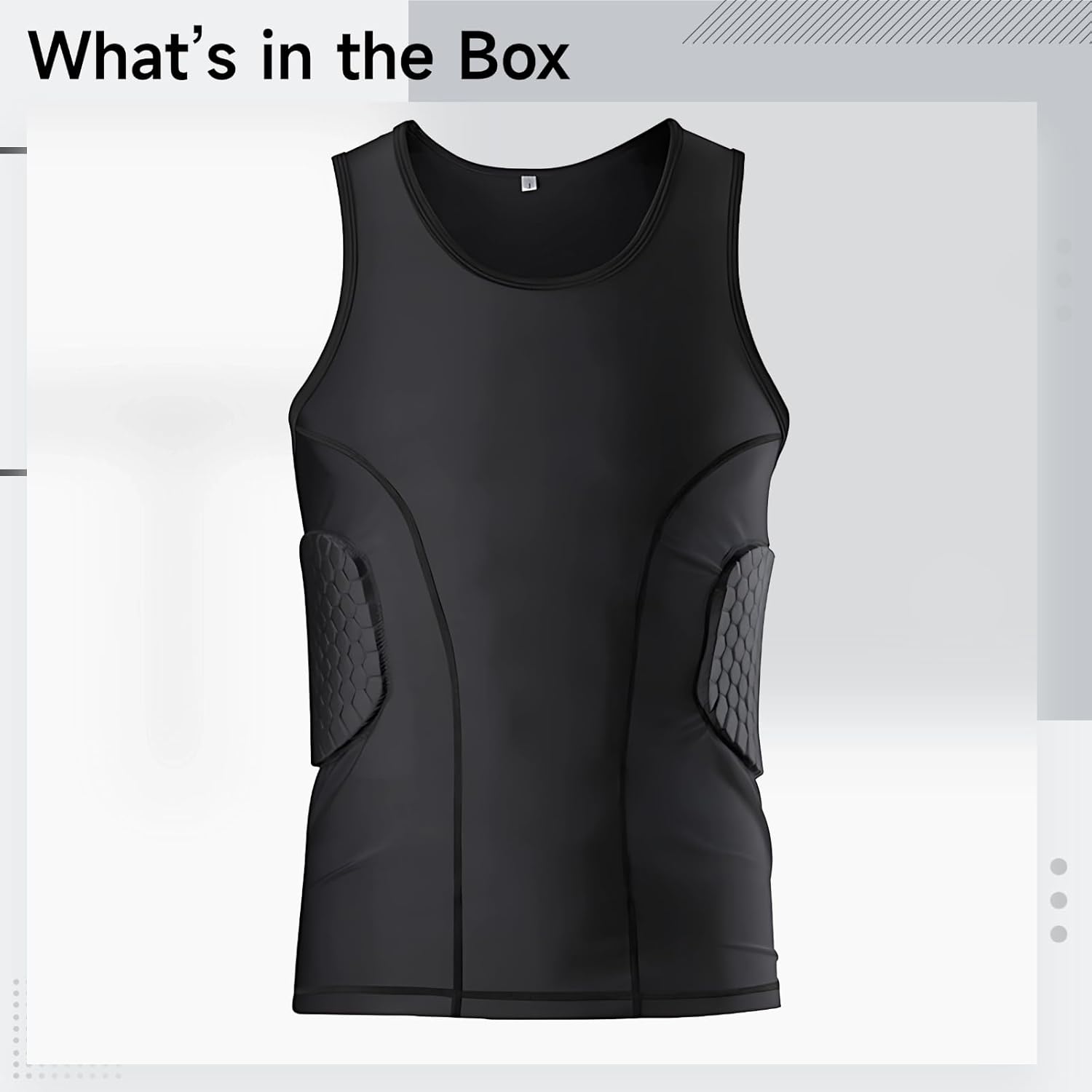 XXL Size Men's Padded Football Vest, Quick Dry Compression Shirt for Sports Impact Protection, Rib Padded