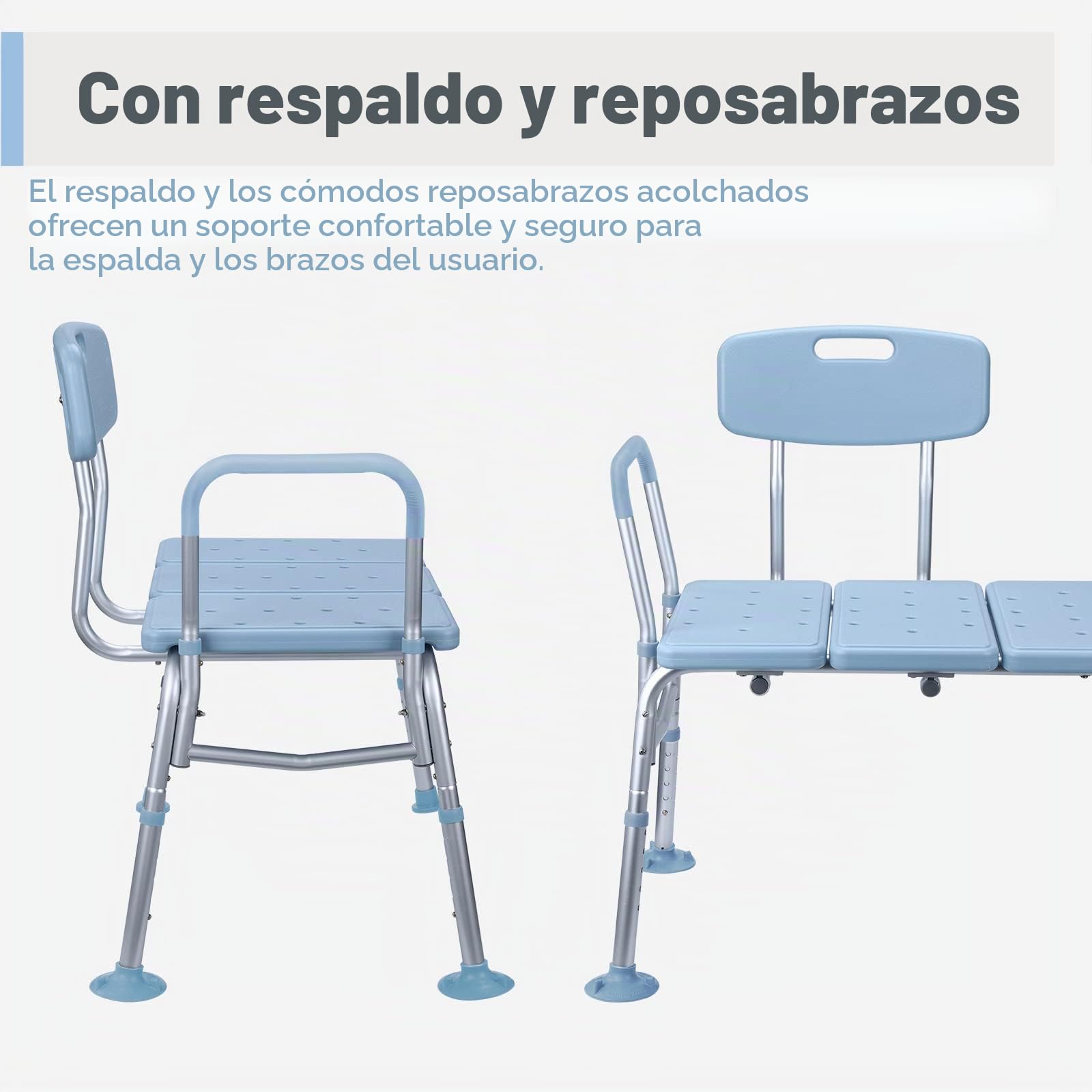 UISEBRT Asiento de bañera para personas mayores, altura ajustable, silla de ducha antideslizante, hasta 150 kg, con respaldo y reposabrazos