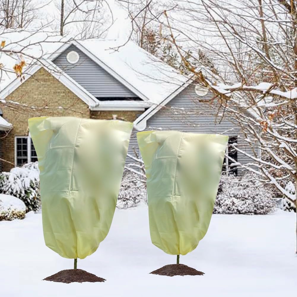 Telo protettivo invernale per piante, in tessuto non tessuto, isolante, per alberi e piante, beige, confezione da 2 pezzi, 106 x 114 cm, 100 x 182 cm, 100 x 220 cm