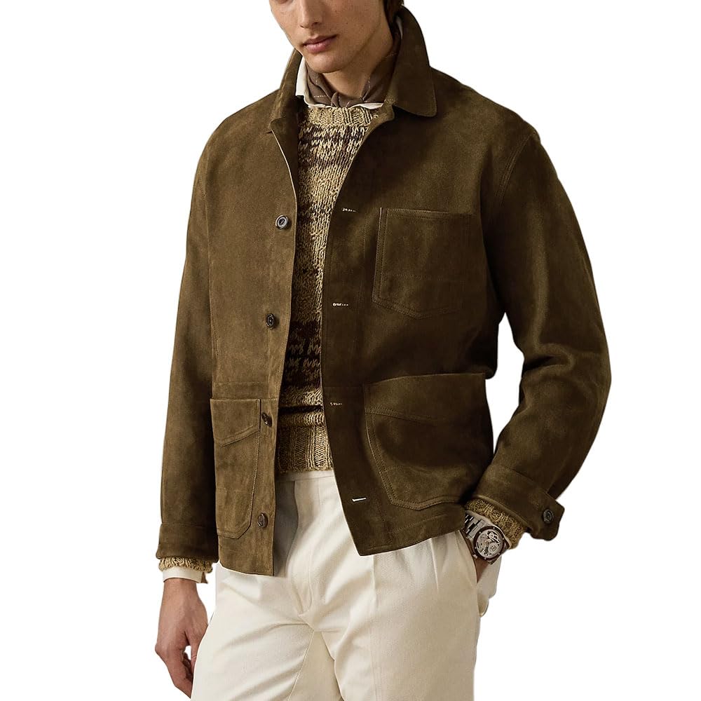 Suede Leather Jacket Men – Real Lambskin Suede Casual Leather Jackets For Men - Mens Suede Jacket