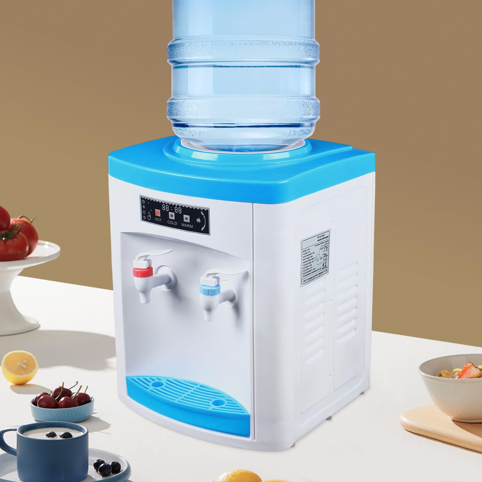 Distributeur d'eau Chaude/Froide, Compact (25,5x23,5x33cm), Coque PP & Acier Inoxydable, Compatible avec Bonbonnes d'eau de 4,5 à 18,9L, Économe, pour Bureau, Maison
