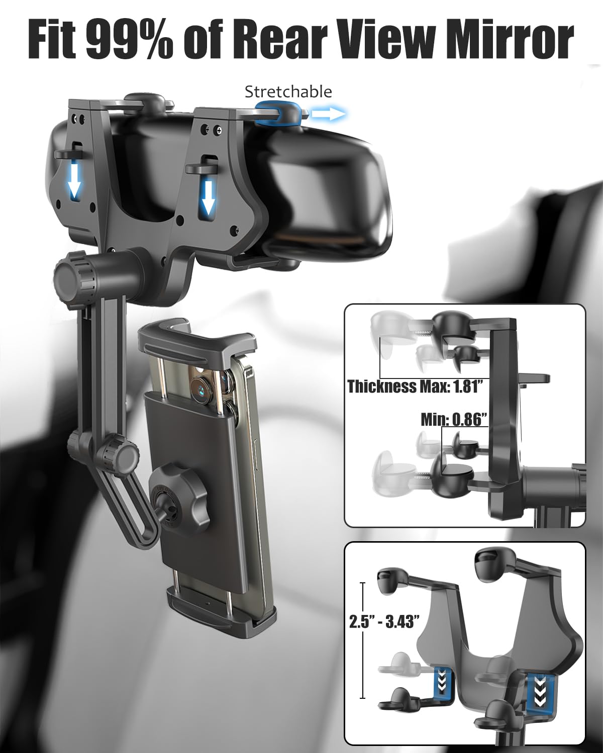 Supporto Tablet Per Auto Da Retrovisore | Regolabile 360° Per IPad E Smartphone 4.7-13 Pollici - Foto 12