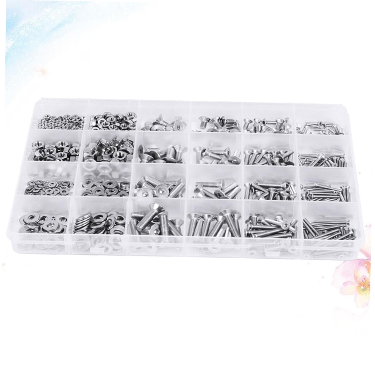 880pcs Screws Bolts Kit Galvanized Metal Assortment for Home Use Includes Organizing Case for Easy Storage and for Electronics and Automotive Projects