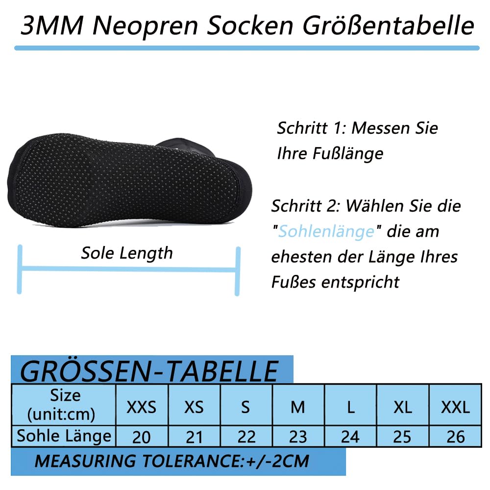 Skyone Neopren-Socken, Tauchsocken, Tauchsocken, Neoprenanzug, Flossen-Stiefel für Männer und Frauen, 3 mm, Thermosocken, flexibel