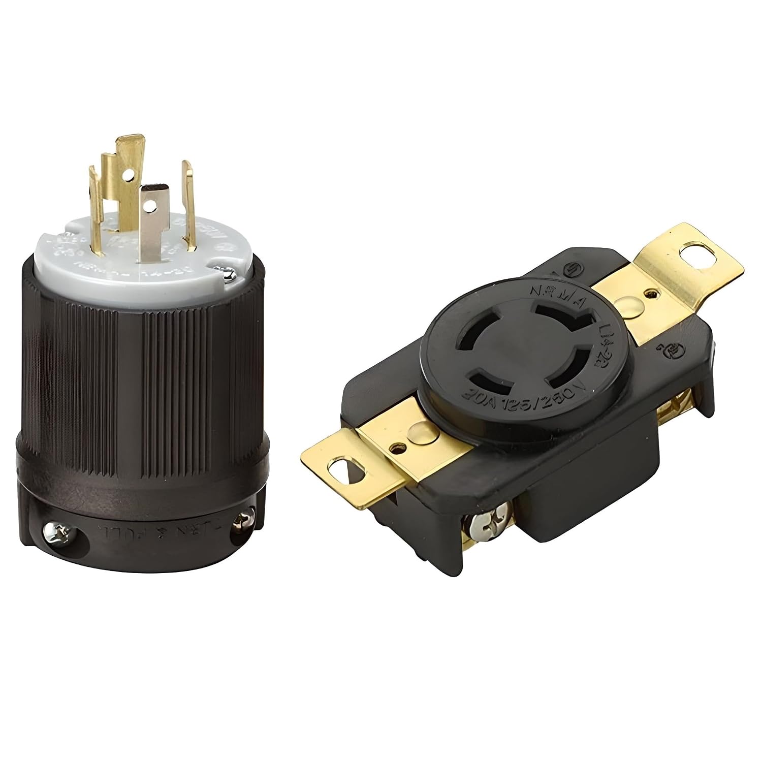OCS Parts NEMA L14-20 Locking Plug and Receptacle Set | 250V - 20A | cUL Listed Replacement Generator Plugs (Plug + Receptacle)