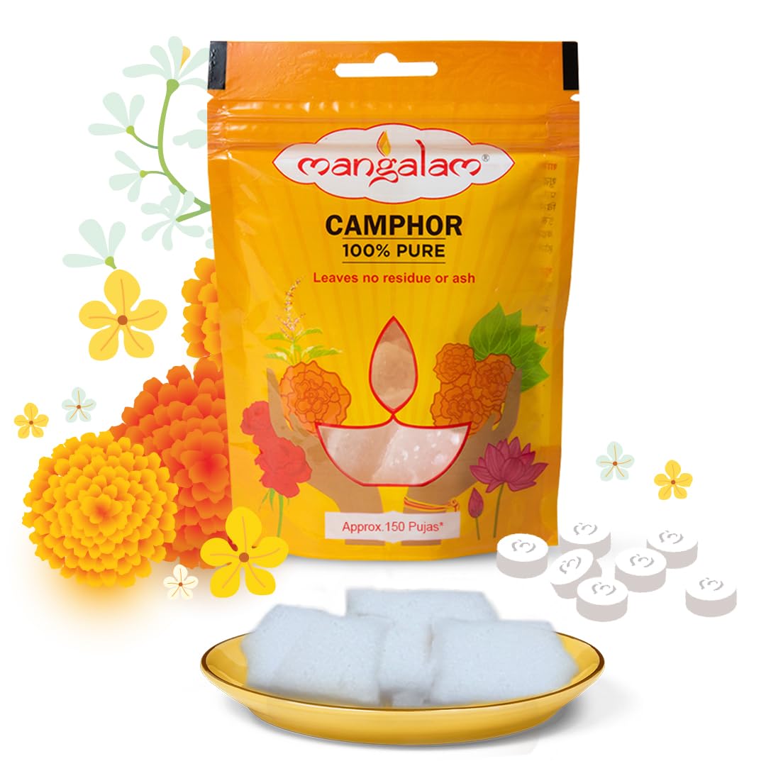 MANGALAM Camphor Block 250g Pouch | 100% Organic | For Puja, Festivals & Other Religious Ritual | No Dangerous Chemicals | Leaves No Residue Or Ash (B0BLLW3ZFG) Amazon Price History, Amazon Price Tracker