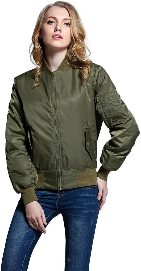 AVIDACE Classic Ma1 Bomber Jacket Women Nylon Quilted Solid