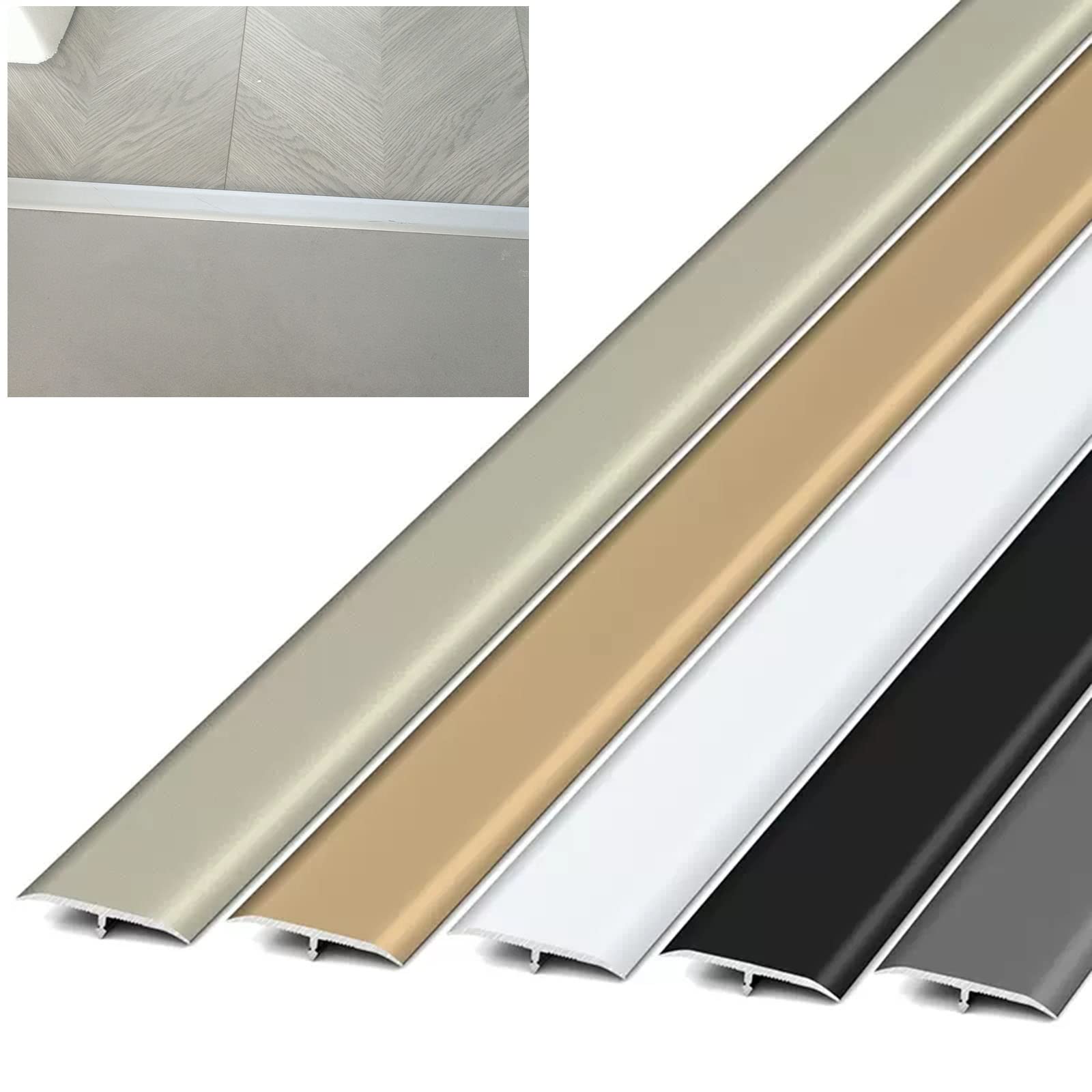 T-förmiger Nahtabdeckungs-Bodenübergangsstreifen für Holzfliesen, Laminat, Zement, Vinylböden, Aluminium-Spaltabdeckungsstreifen, 3,3 cm breit,Light Coffee-33mm W-105cm/41.3
