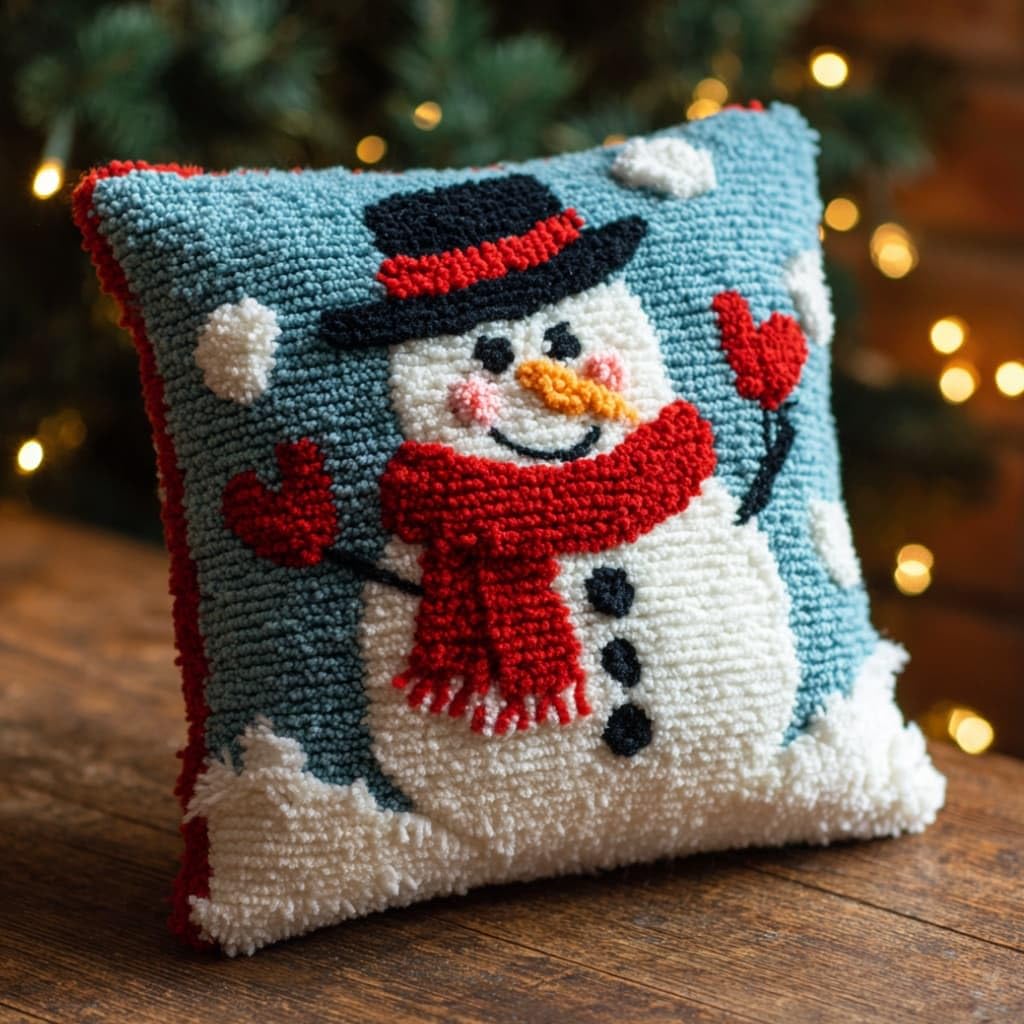 kitphoenix DIY Latch Hook Kit Snowman 43Cmx43Cm