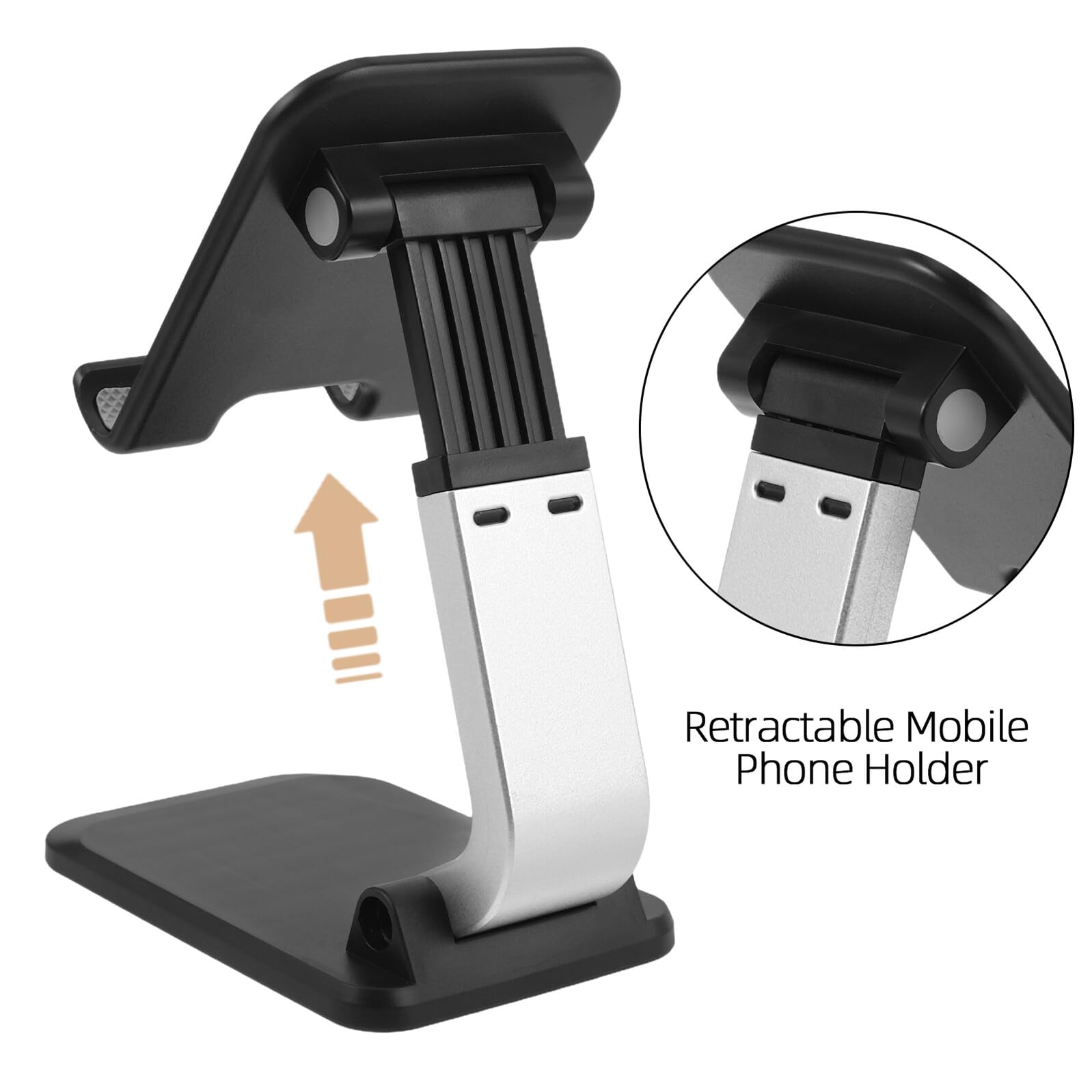 4 Piezas Soporte de Escritorio para Teléfono Móvil y Tableta de Aleación de Aluminio, Plegable y Ajustable, Base Antideslizante, Soporte Compacto para Oficina, Hogar y Viaje, Color