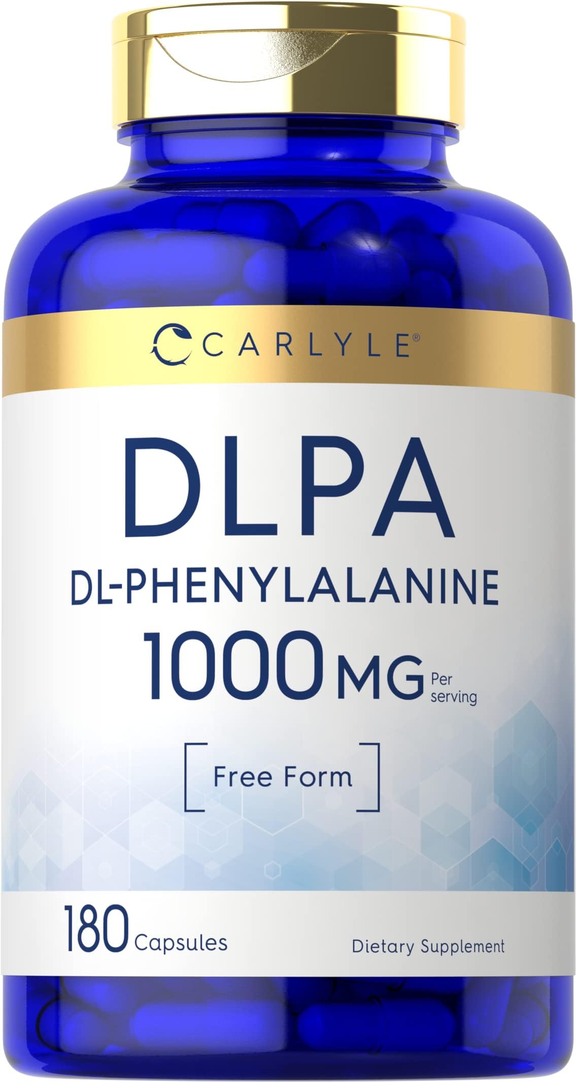 DL-Phenylalanine | 1000mg | 180 Capsules | Non-GMO and Gluten Free Formula | DLPA Free Form Supplement