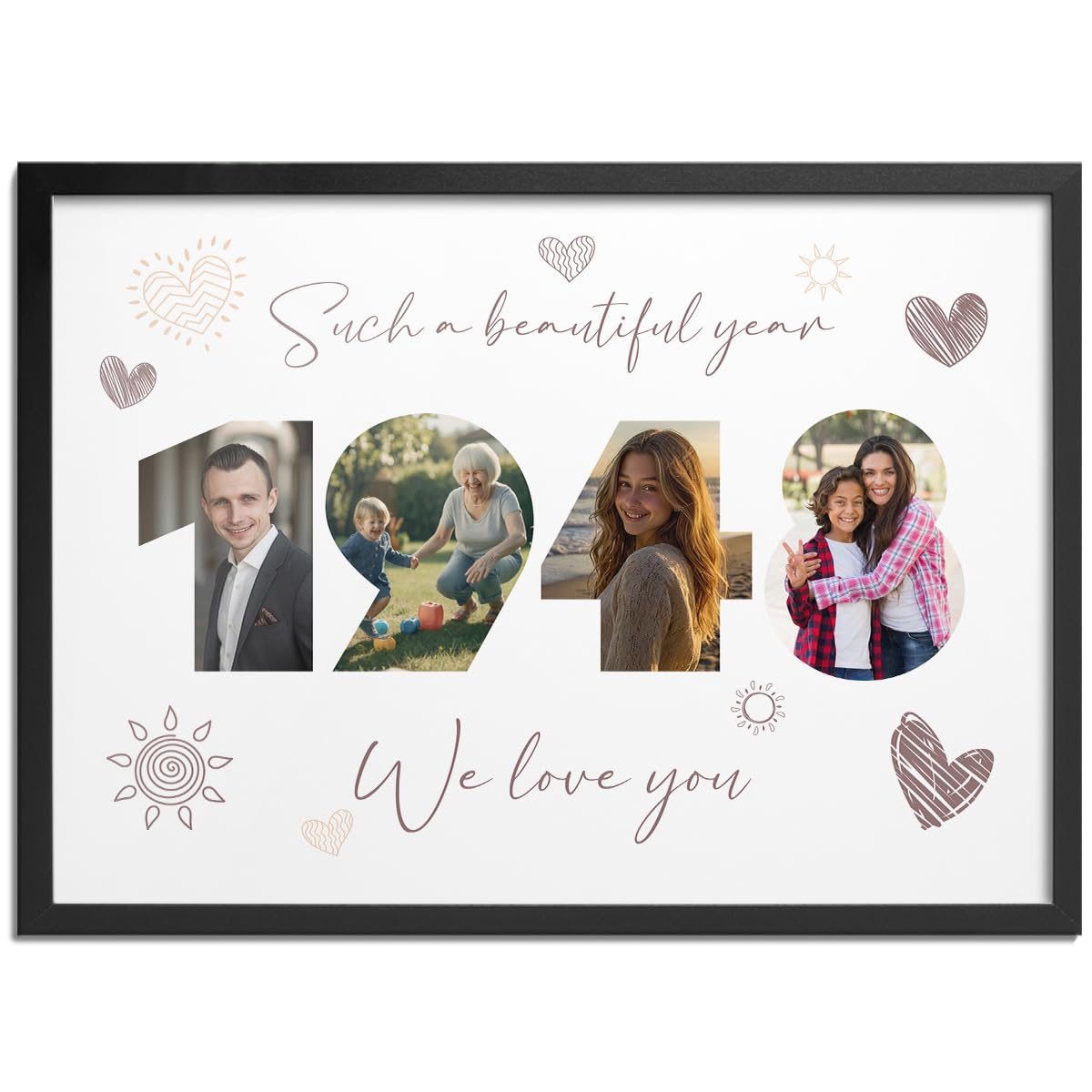 Pictalia - Personalized Frame 77th Birthday, Gift for Grandpa, Grandma, Year 1948, Grandfather, Grandmother, Photo Frame Mom, Dad, Woman, Man, Family, Friends, Gift for Wedding Anniversary, Meeting