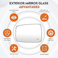 Vista 6 de Youxmoto Espejo lateral de vidrio para Dodge Ram 1500 2009-2017; Ram 2500 2010-2018, Espejo lateral izquierdo del conductor y derecho del pasajero