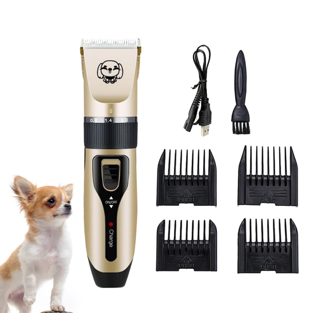 Recortadora de Pelo para Perros Eléctrica Cuchillas de Cerámica y Metal, 1200 Ma, Corte Seguro y Resistente para Mascotas en Casa