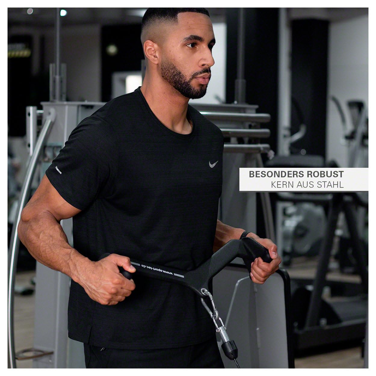 Sport-Tec ergonomischer Latzug- und Rudergriff, Seilzug Krafttraining Muskelaufbau Bizeps Curls, 54x10 cm