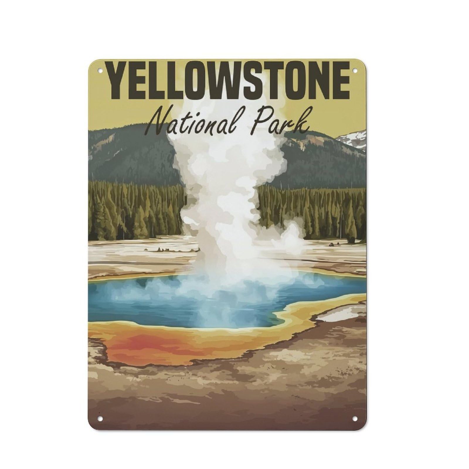 Junmoney Yellowstone National Park Classic Decorative Tin Plaque 40X30cm, Bar Wall Plaque For Diner, Restaurant, Shed Or Kitchen