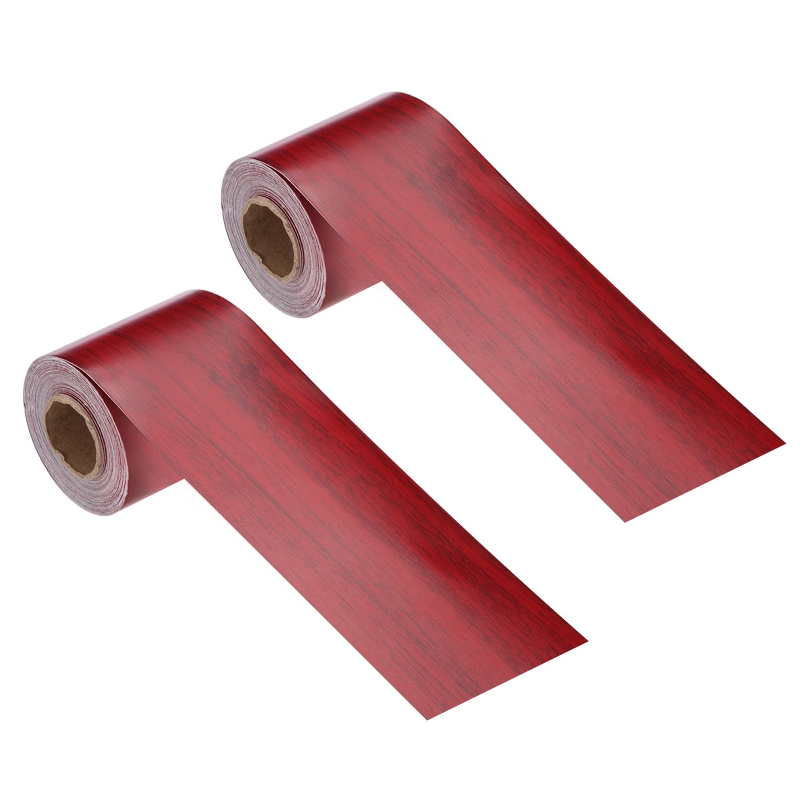 sourcing map Wood Grain Repair Tape, 2 Inch x 33 Feet Self Adhesive Wood Grain Tape Multi-Purpose Wallpaper Border Trim for Furniture Floors Windows Doors Tables Home, Red, 2 Roll
