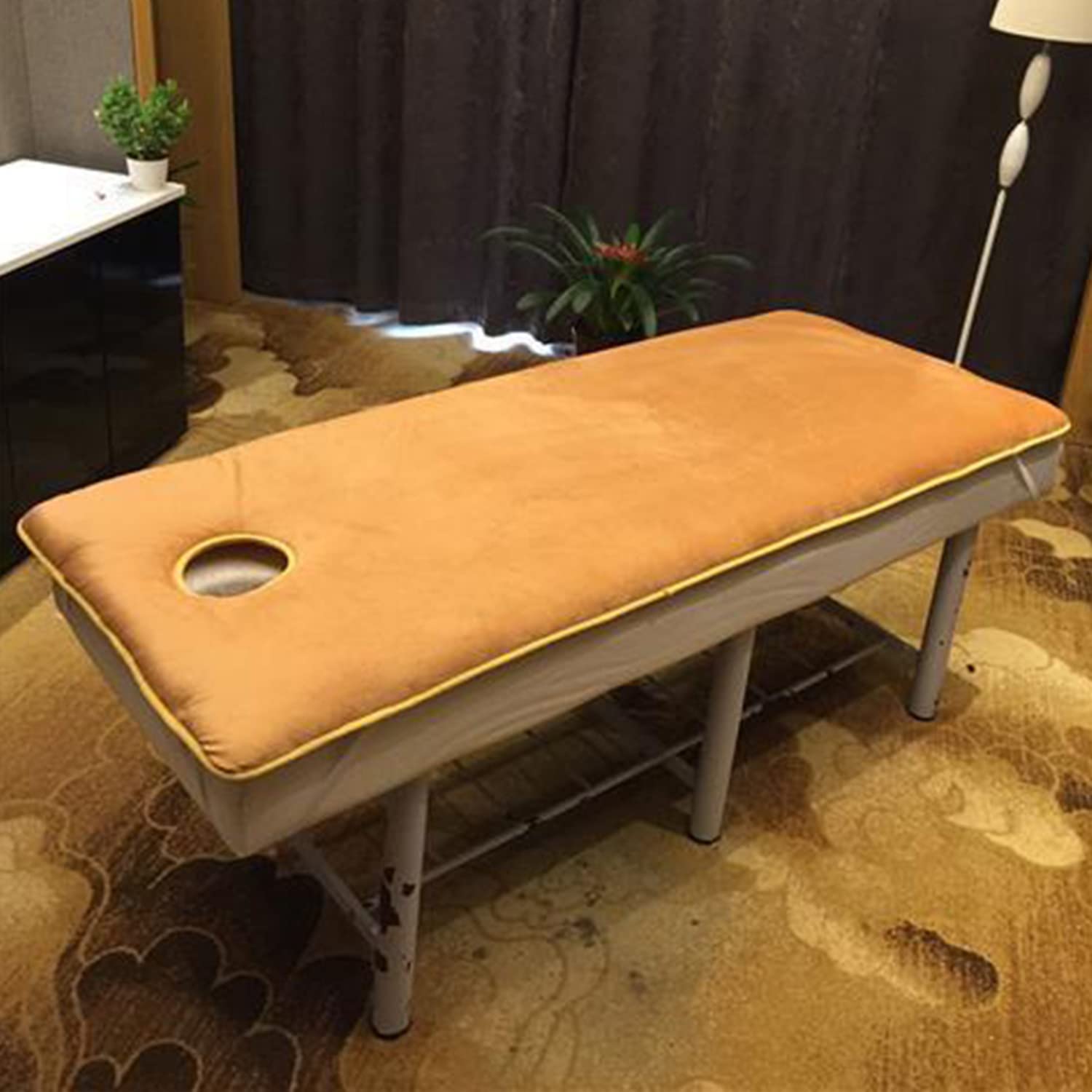 Cotton Beauty - Coprimaterasso per lettino da massaggio con testa trapezoidale, protezione per materasso in morbida spugna per spa con foro per la respirazione del viso, bianco, 170 x 180 cm