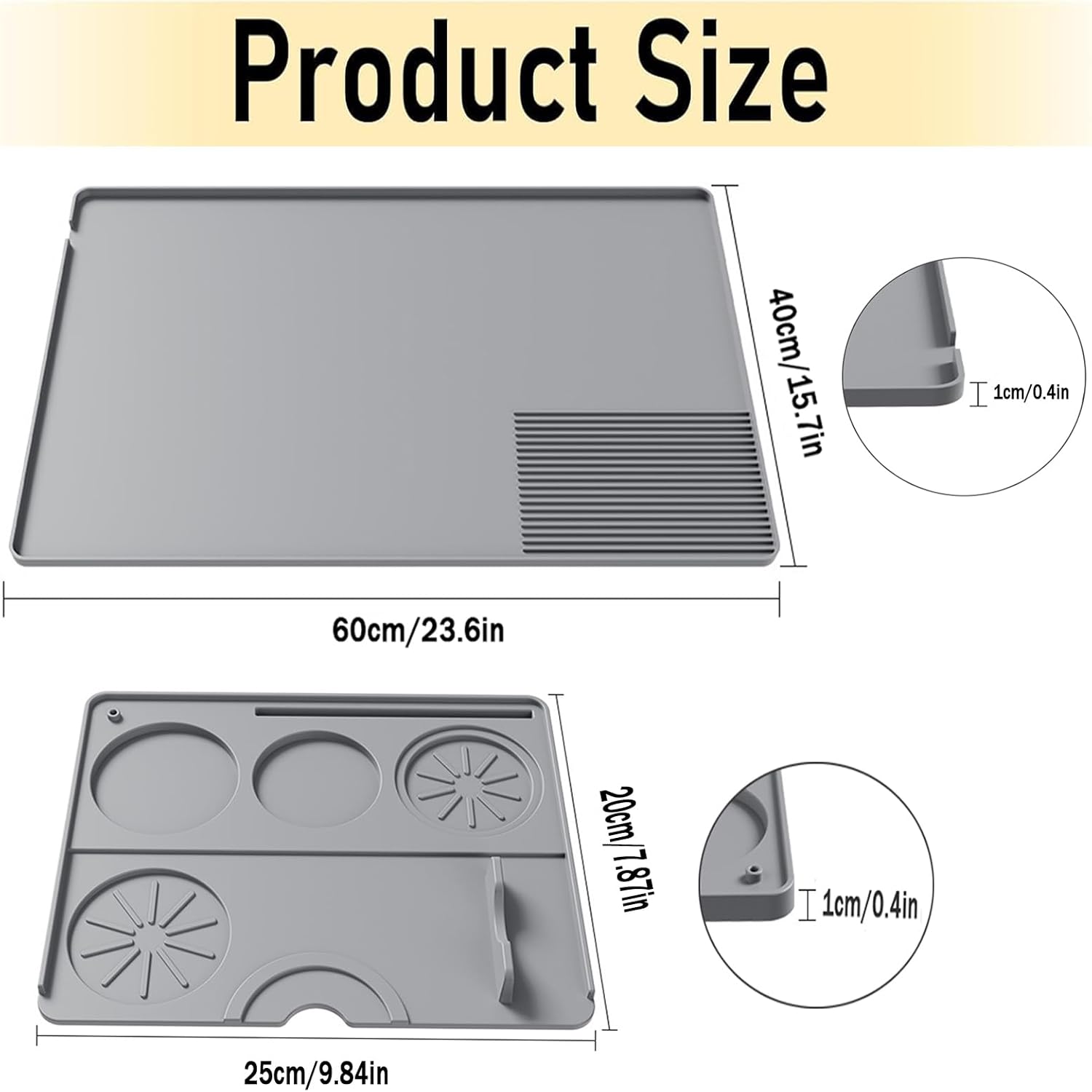 Silicone Coffee Mat for Ninja Luxe Espresso Machine ES601&S701 and Most Home Espresso Machines, 23.5''x15.7'' Anti-Slip Heat-Resistant Coffee Bar Mat for Ninja luxe Cafe Accessories-Gray