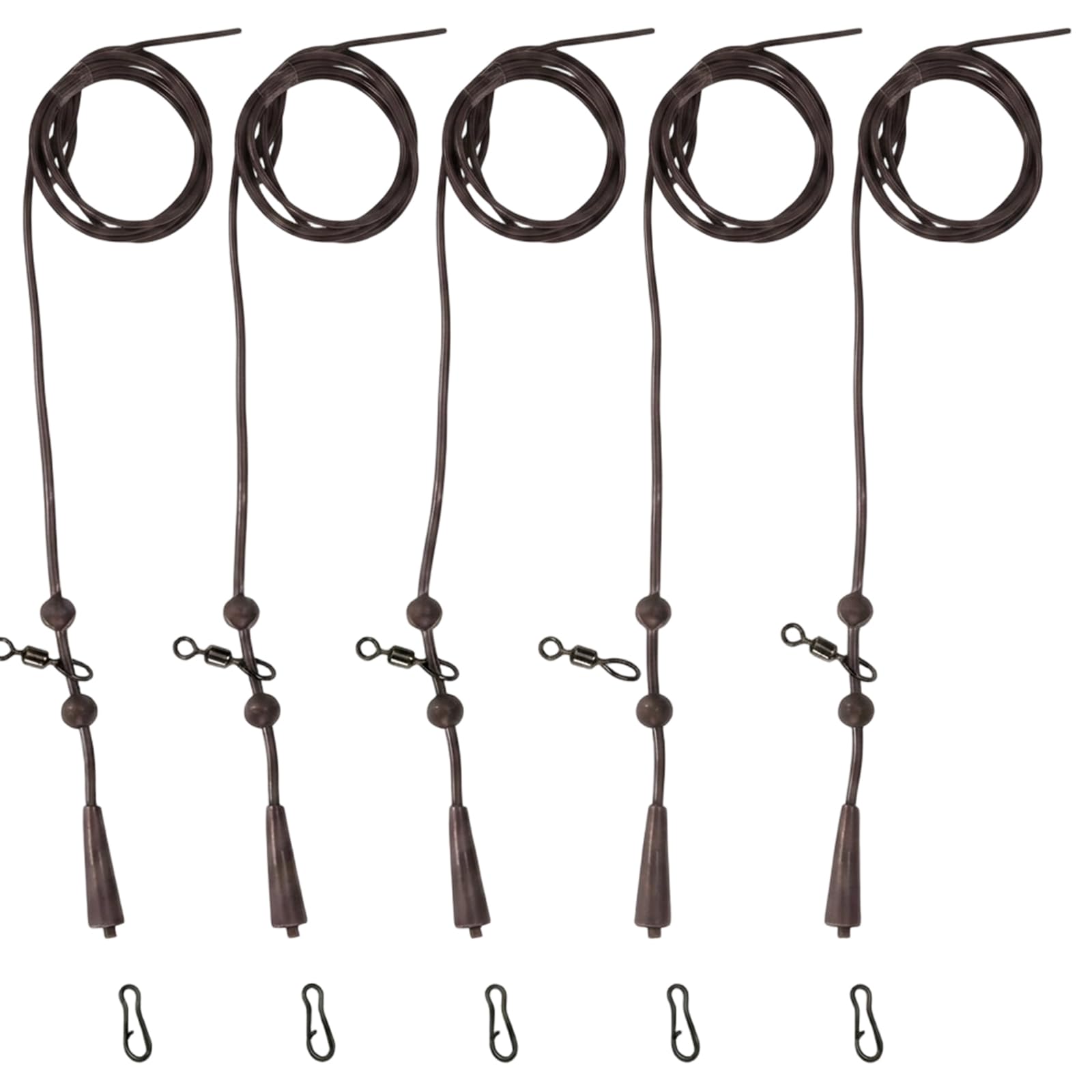 5 Pcs Carp Rigs, Anti Tangle Zig Rigs for Carp Fishing with Rig Tubing,Professional Carp Fishing Tackle for Weedy Lakes and Silty Bottoms,Brown Fishing Line for Bottom-Feeding Carp