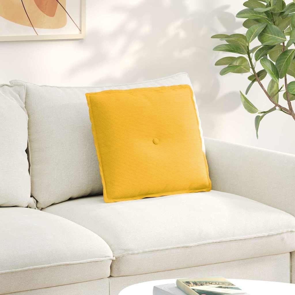 Coussin de dossier de luxe en velours côtelé jaune contemporain