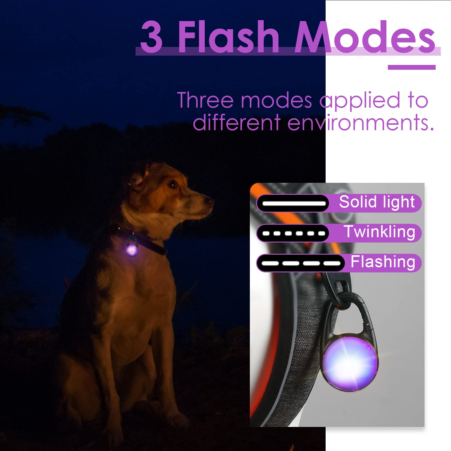 Dog Collar Light For Night Walking, 2 Pack Flashing Dog