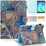 SM-T350 Case, Tab A 8.0 Case 2015 Release, Dteck Slim Lightweight Synthetic Leather Smart Wallet Case Cute Cartoon Stand Fold Cover for Samsung Galaxy Tab A 8 Inch 2015 Release Tablet, Gold Flower