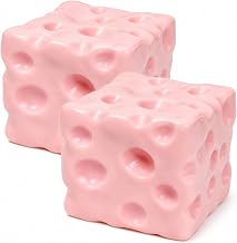 2-Piece Butter Chesse Squishy Ornament, Pink Square Cheese Desktop Ornament, Soft Tactile Accessory for Home and Office Display