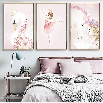 Cygne pépinière citation toile affiches et impressions mur Art peinture  nordique enfants décoration photos bébé fille chambre décor 40x60 cm x 3  sans cadre Décoration murale