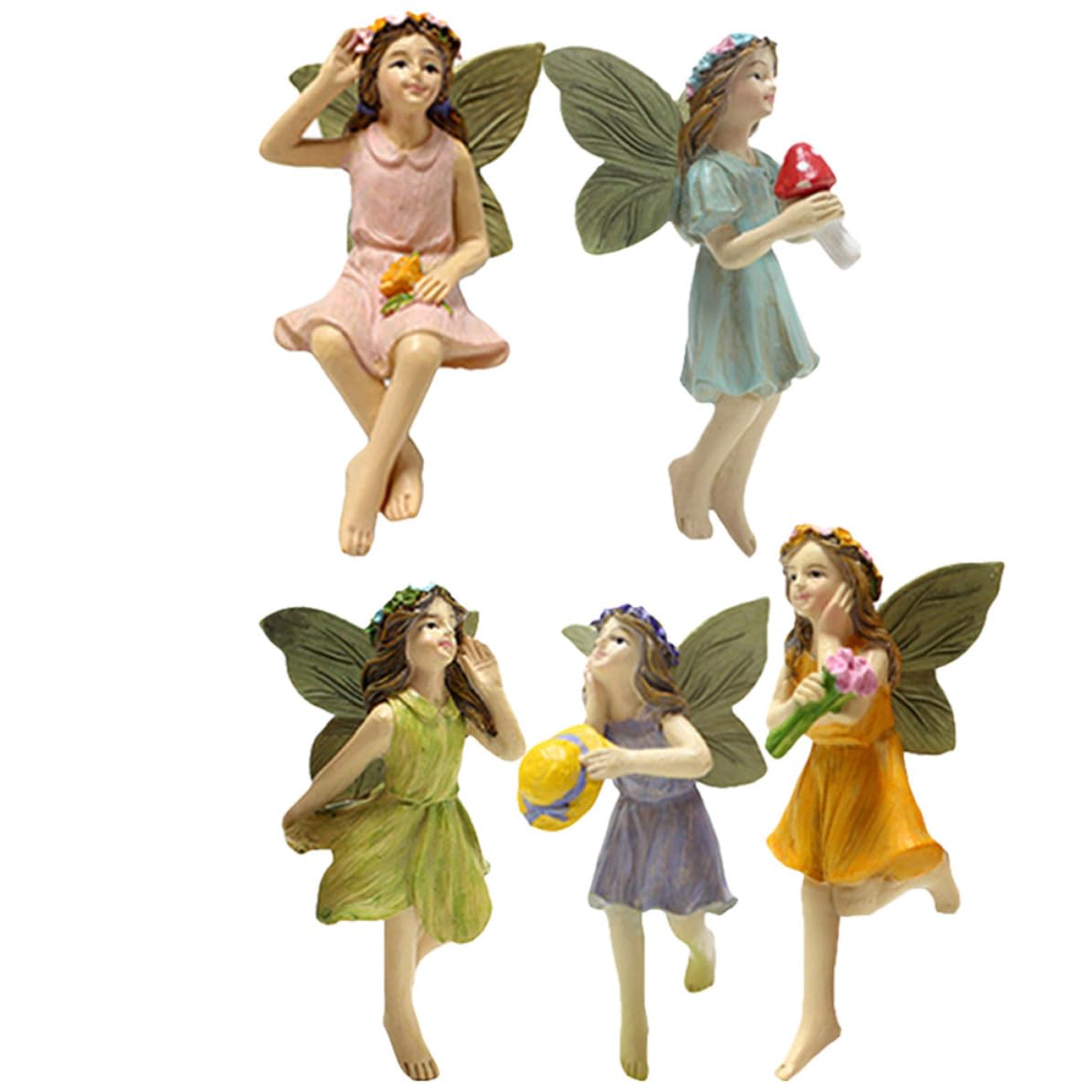 Figurines de Fée en Résine Décoration de Jardin Extérieur Ornement Statuette Pot de Fleurs