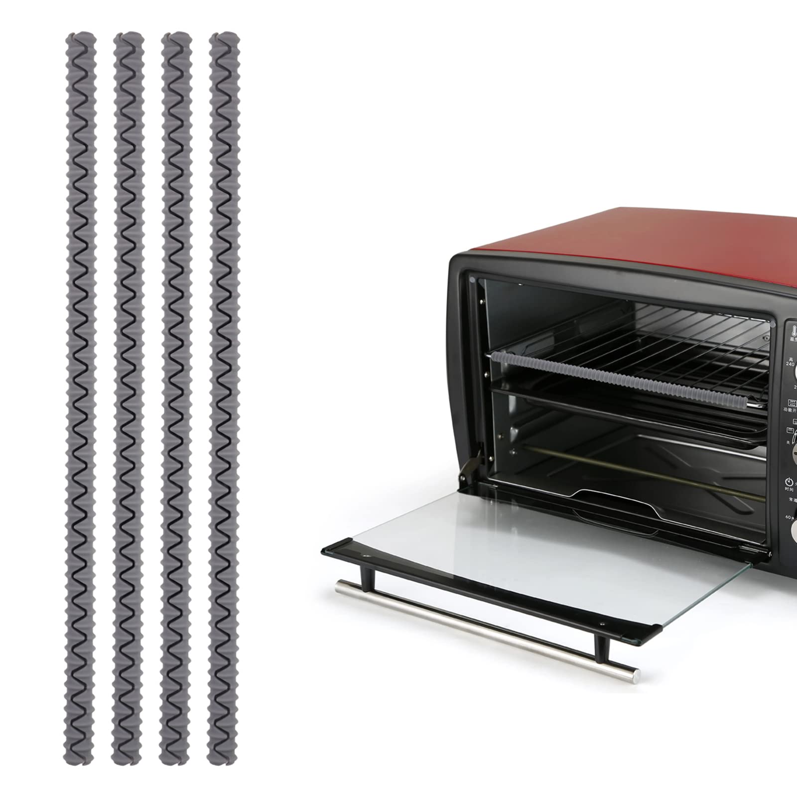 DGQ Oven Rack Shields 4 Pack Oven Shelf Guards Heat Resistant 14 Inch Oven Rack Cover Gray Oven Rack Edge Protectors Microwave Edge Liner Cover