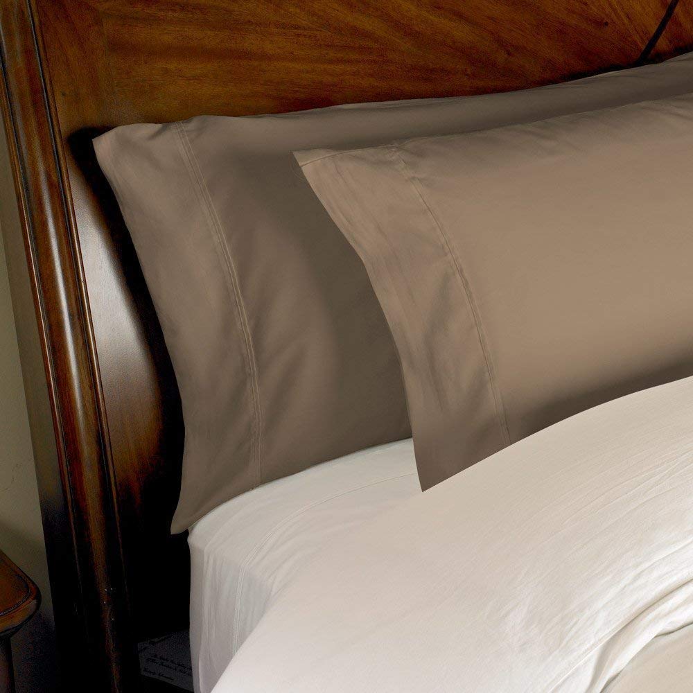 Hotel Luxury 1500 Thread Count 2-Piece Pillow Case Set Authentic Heavy Egyptian Cotton Pillow Case (20" x 40") King Size, Taupe Color { Style : Solid }